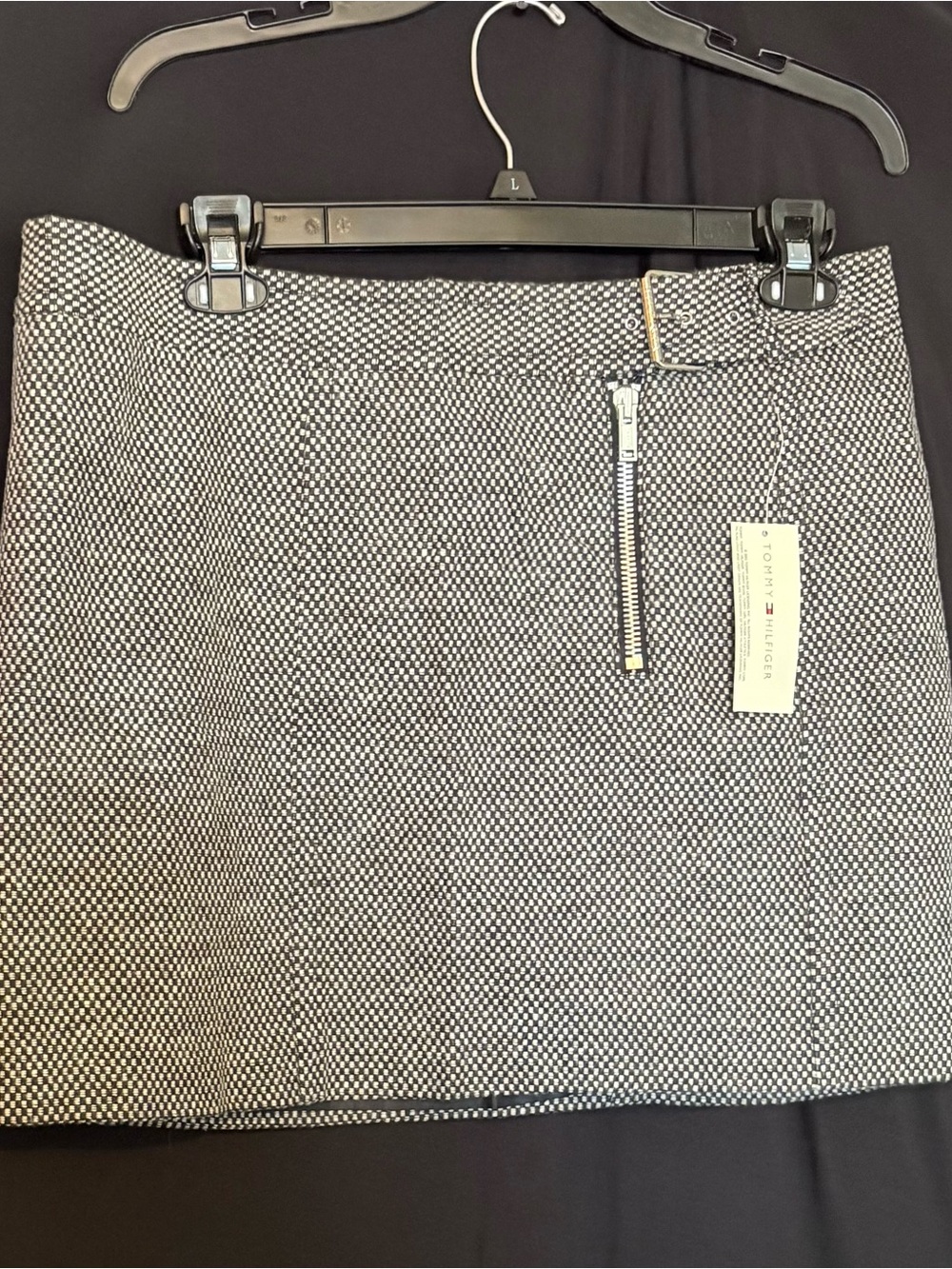 Tommy Hilfiger Black & White Mini Skirt with Zip Detail